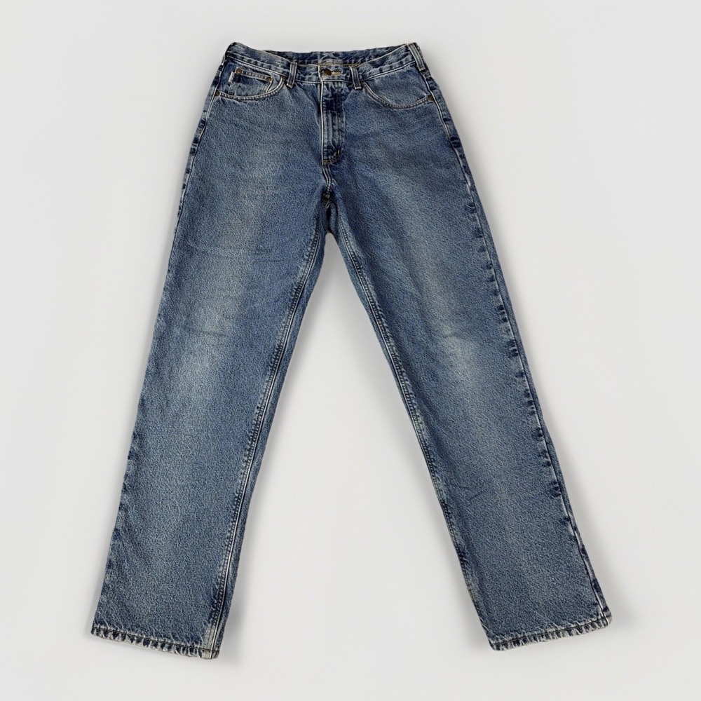 Carhartt Flannel Lined Relaxed Fit Jeans Mens 33x34 Blue B172 DST Plaid Lining